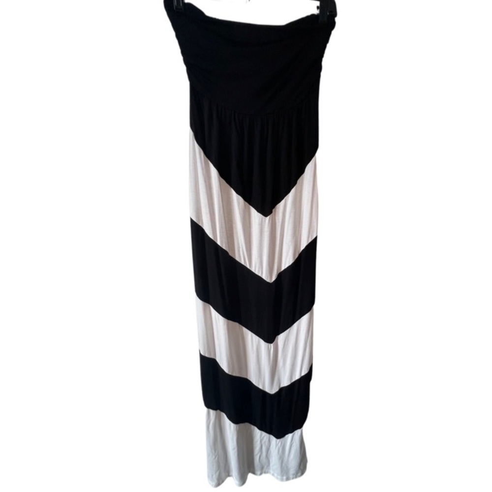 Design History Strapless Maxi Dress Size Small Black and White